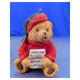 Christmas Teddy Bear Holding Santa List Candle