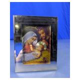 Nativity Scene Glass Mirrored Light Up Plaque