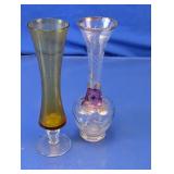 Hand-Painted Rose & Amber Glass Vases
