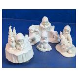 Snow Baby Figurines & Winter Scene Display Lot