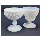 White Milk Glass Pedestal Sherbet Cups