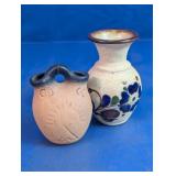 Wall Pocket & Floral Ceramic Vase Set