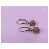 Sterling Peach Moonstone Earrings