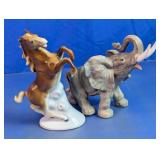 Horse & Elephant Figurines Lot