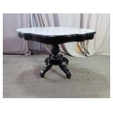 Vtg. Marble Top Pedestal Parlor Table w/Drawer
