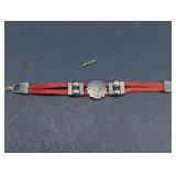Southwestern Red Faux Suede Concho Bracelet