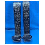 Pair of Embossed Metal Wall Candle Sconces