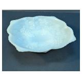 Vintage Milk Glass Grape Harvest Footed Bowl