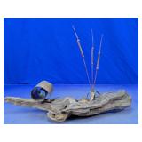 Handmade Driftwood & Metal Cattail Sculpture