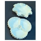 Vintage Fenton Milk Glass Hobnail Serving Dish Duo