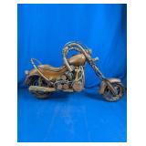 Hand-Carved Wooden Motorcycle Sculpture