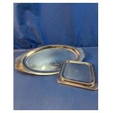 Vintage Stainless Steel Serving Tray Duo