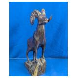 Wood Carved Ram Figure Sculpture