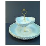 Vintage Fenton Milk Glass 2-Tier Tidbit Dish