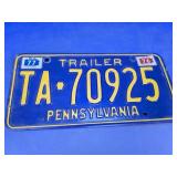 VINTAGE BLUE PENNSYLVANIA TRAILER PLATE LICENSE