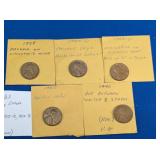 Lot of 5 U.S. Wheat Penny Error Coins