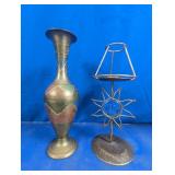 Metal Decorative Vase & Sun Motif Candle Holder