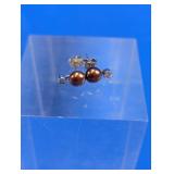 925 Sterling Silver Pearl and CZ Stud Earrings