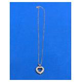 Gold over 925 Silver Open Heart CZ Necklace