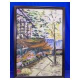 Framed Impressionist Style European Street Scene