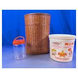 Atkinson Candy Bucket Woven Basket & Jar Lot
