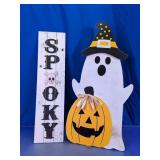 Halloween Wooden Ghost & Spooky Plaque Decor Lot