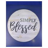 Simply Blessed Round Wood Wall Sign