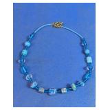 Blue Glass Beaded Necklace