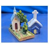Church Figurines and Porcelain Bell