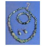 Green Beaded Jewelry Set
