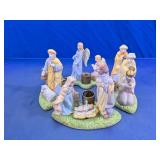 Ceramic Nativity Advent Candle Holder Set