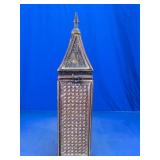 Decorative Wood & Cane Obelisk Storage Box