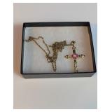 Pink Crystal Cross Necklace