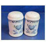 Ceramic Blue Heart Salt Pepper Shakers