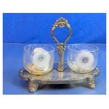 Vintage Glass Bowl Condiment Caddy