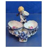Porcelain Cupid Double Salt Dip Server
