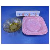 Ceramic Planter, Glass Bowl & Tray