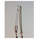 Red Rhinestone and Rope Chain Necklace Lot
