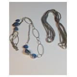 Modern Silver Tone Mixed Chain Necklace Duo