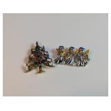 Christmas Tree and Trio Angels Brooch Lot