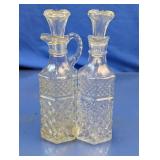 Pressed Glass Cruet Set with Stoppers