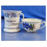 German Porcelain Floral Mug and Teacup Lot
