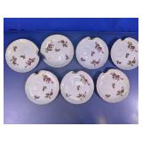 Floral Glass Snack Plates w/Cup Indent