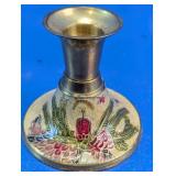 Holiday Enamel Brass Candlestick