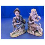 Vintage Ceramic Boy & Girl Figurine Duo