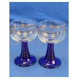 German Schmitt Söhne Cobalt Blue Wine Glasses