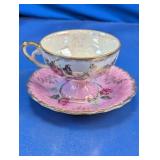 Lusterware Pink Rose Teacup and Saucer