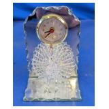 Vintage Glass Peacock Vanity Desk Clock
