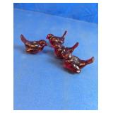 Faceted Red Bird Figurines Lot