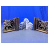 Wood Bookends & Marble Palm Bookends
